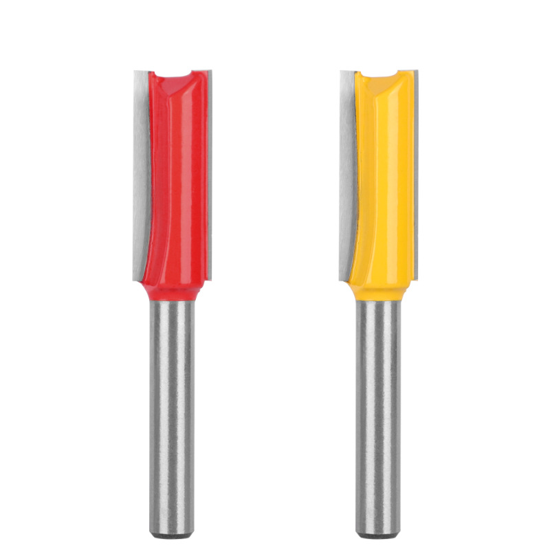 Double-edged straight cutter two-in-one invisible piece 1/4 shank diameter woodworking milling cutter slotting cutter head trimming machine edge length 30mm