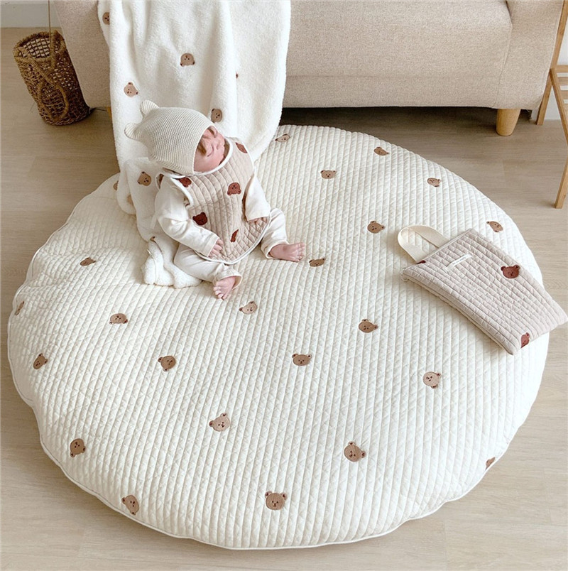 INS Korean Baby Round Crawling Mat Game Mat Removable and Washable Floor Mat Exquisite Embroidered Baby Tent Carpet