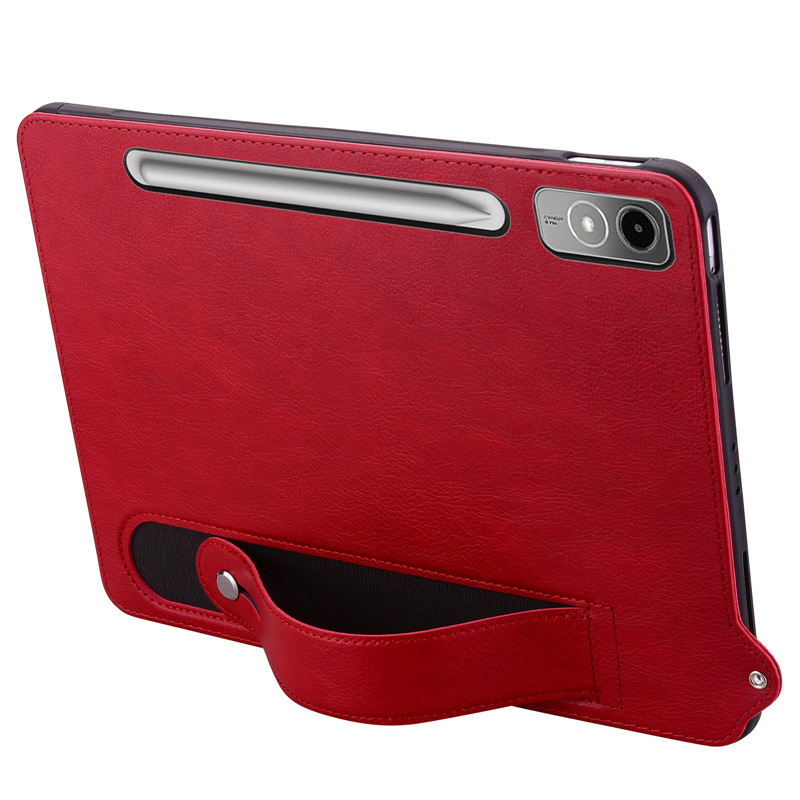 For ipad mini67 flat shell Samsung Tab S10 solid color crazy horse pattern wristband bracket anti-fall shell M9