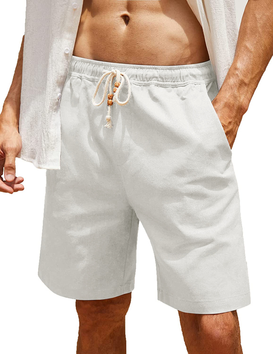 2023 European and American Amazon ebay AliExpress men's shorts cotton and linen lace-up large size pocket casual pants shorts