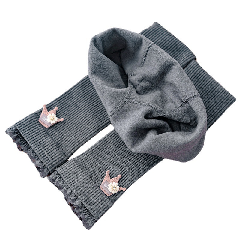 Girls' Leggings Spring Autumn and Winter Thin Velvet Warm Cotton Pants One-piece Velvet Cropped Pants fleece-lined Thickened Children's Pants