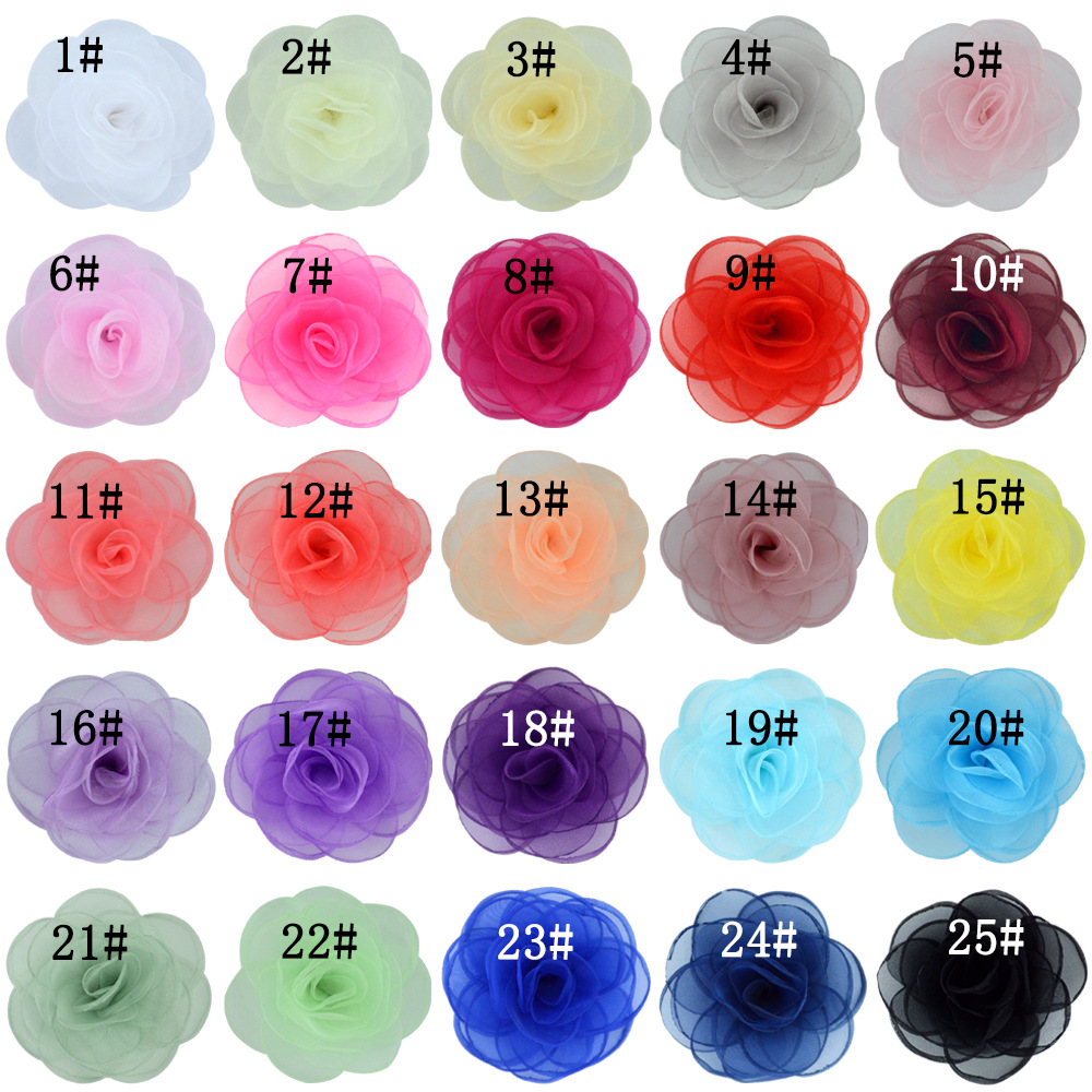 Korean-style Burned Edge Mesh Fabric Three-dimensional Rose Big Flower diy Hair Accessories Shoes and Hats Burned Edge Head Flower Accessories