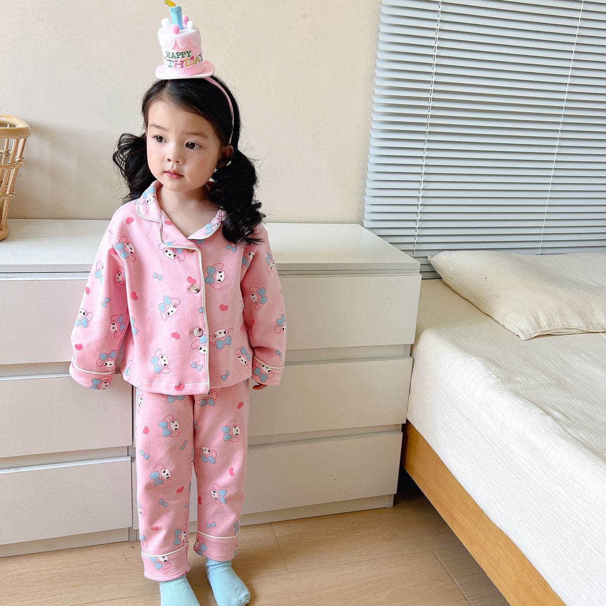Baby Korean style autumn pajamas pajama pants 2023 children's new home wear infant comfortable suit children's clothing