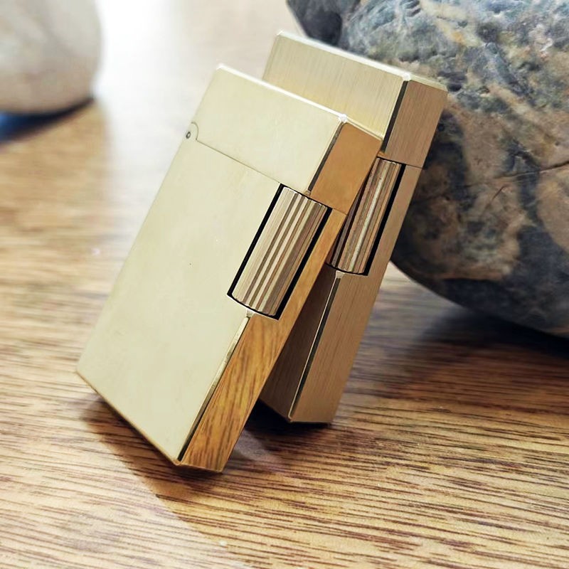 Haoyunda pure brass lighter Langsheng kerosene lighter steel tone creative personality men's brass side sliding grinding wheel