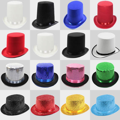 British Vintage Gentleman Hat Black Top Jazz Hat Stage Magic Hat Children's Performance Hat Fashion Top Hat