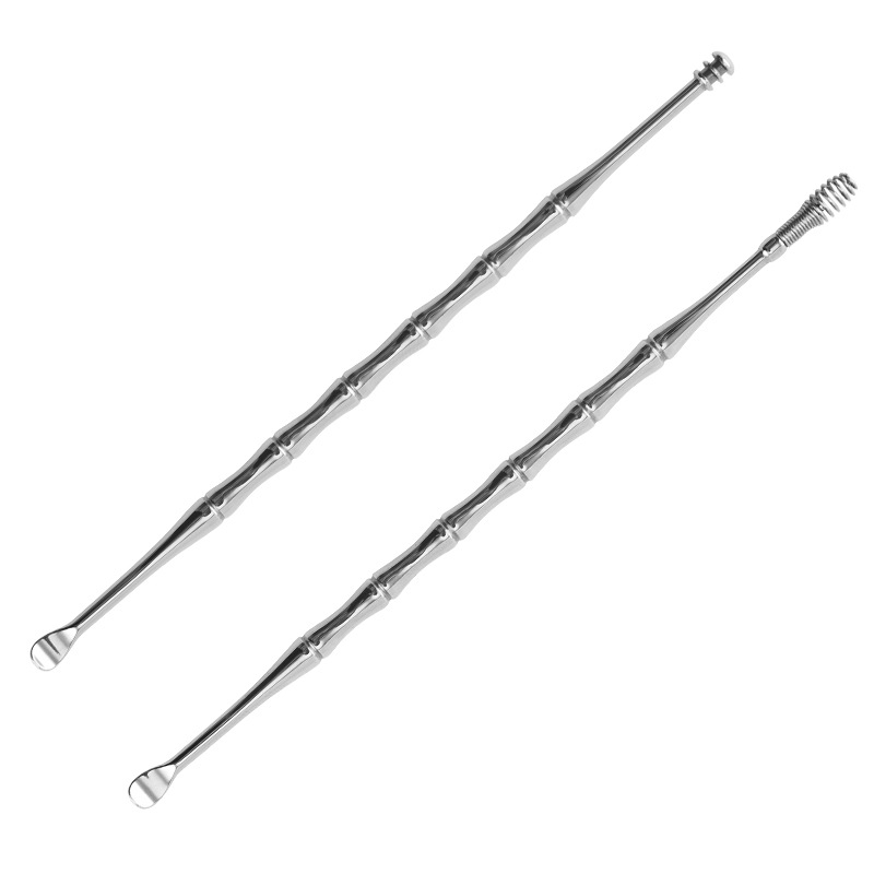 Spot wholesale double head ear scoop stainless steel spring ear picking spiral ear cleaning device ear cleaning tool