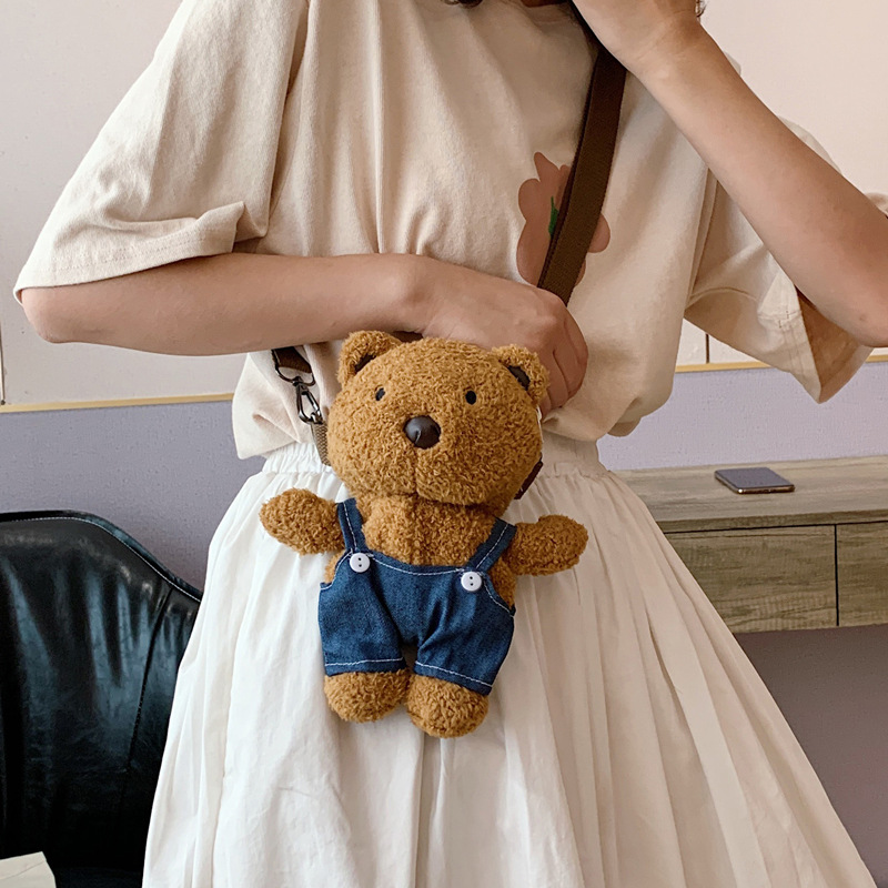 Cartoon cute mini bear bag Korean style personalized children's shoulder messenger bag Cartoon Doll Doll bag