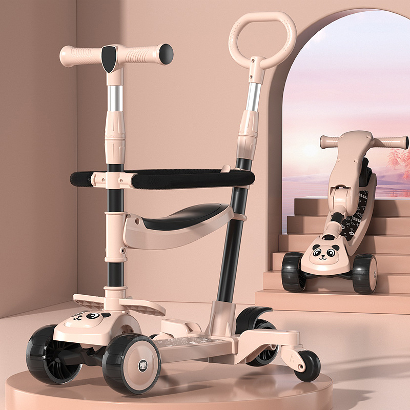 Children's scooter can sit and push 1-3-6-8 years old children's scooter luminous multifunctional guardrail with music