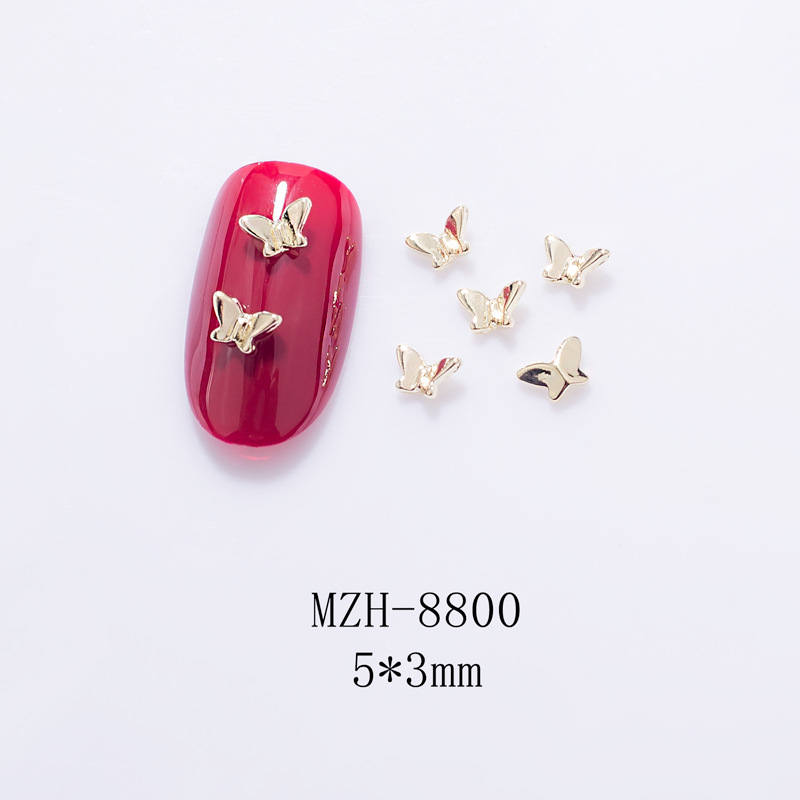 Nail art jewelry metal MINI butterfly three-dimensional wear nail accessories hollow MINI butterfly micro diamond nail drill wholesale