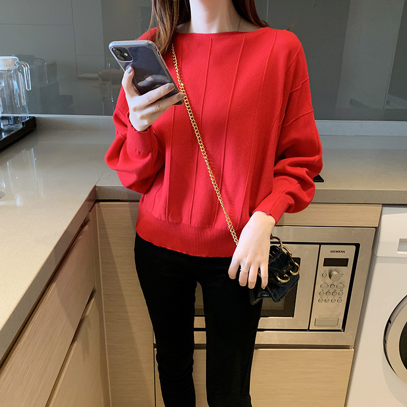 Autumn 2023 Japan and South Korea New Bat Sleeve Sweater Women's Loose Lazy Style Knitted Base Shirt Spot Women's Wholesale