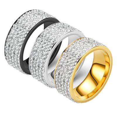 Cross-border explosions factory supply five-row Diamond ring European and American fashion stainless steel couple ring Yiwu jewelry wholesale