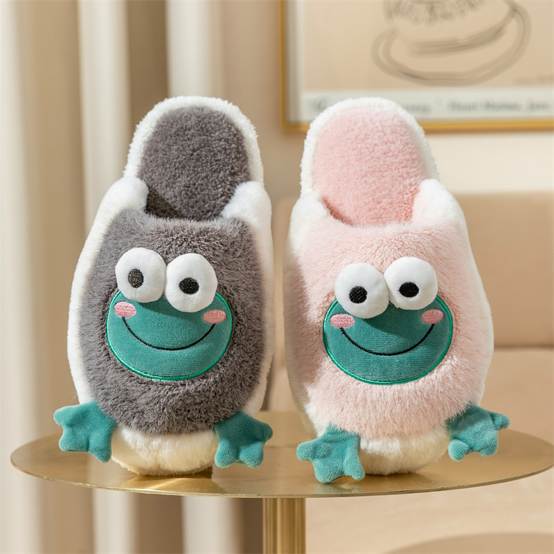 Autumn and winter New cartoon frog cotton slippers non-slip wholesale couples thick bottom indoor household warm slippers women