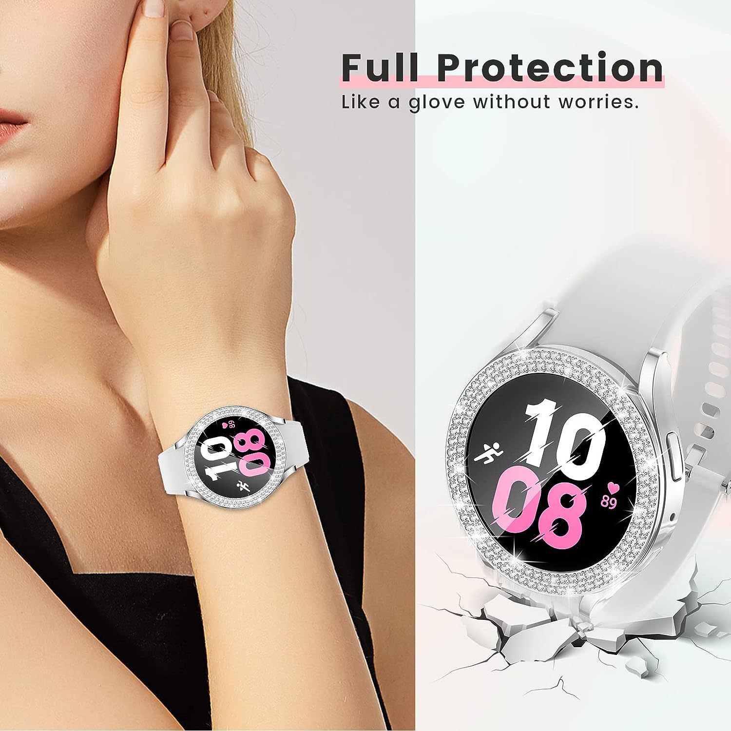 For Samsung Watch Diamond Case Galaxy Watch5/6/7FE Hollow PC Case 40/44mm