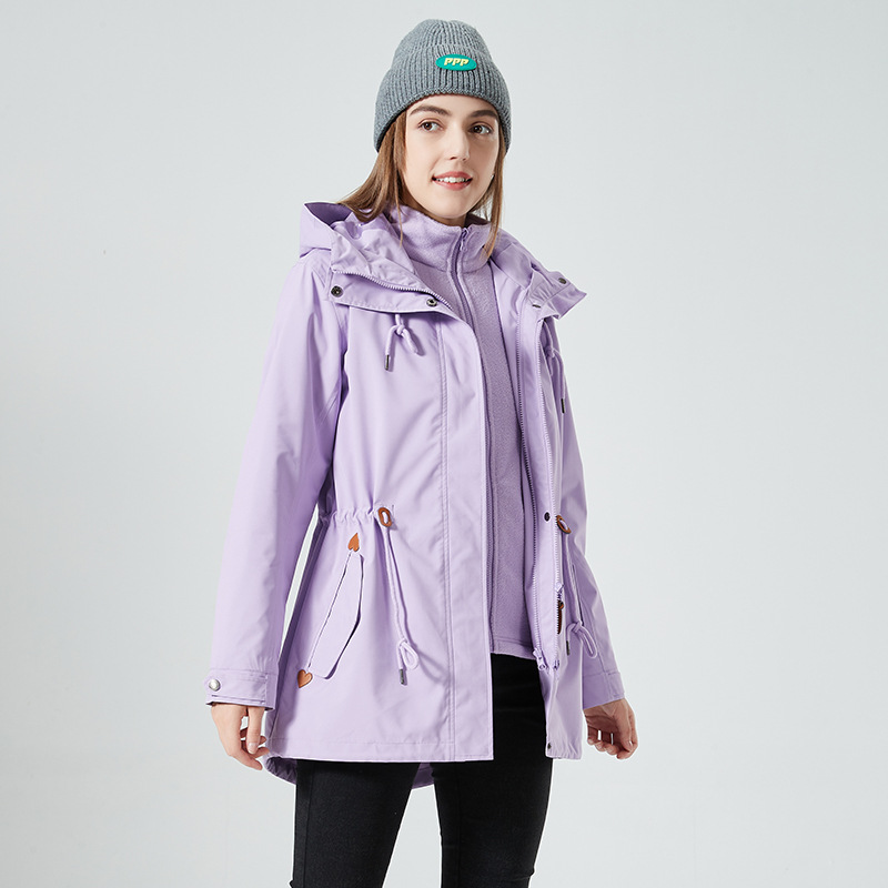 Mid-length jacket three-in-one two-piece windproof warm Korean fashion mountaineering suit cold-resistant ski suit fashion