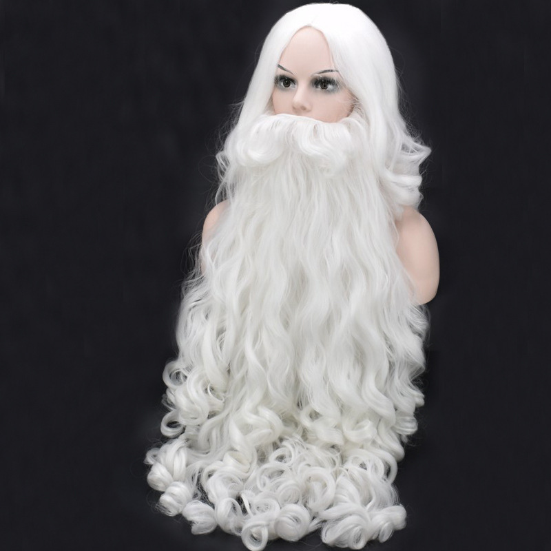 Santa Claus beard white full set beard and wig Christmas hot sale wig one-piece delivery in stock