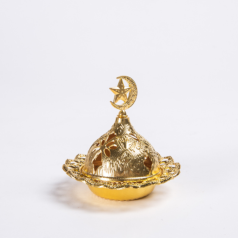 Cross-border Arabic Incense Burner Middle East Style Mini Portable Golden Tower Incense Burner Incense Tool Small Metal Incense Burner
