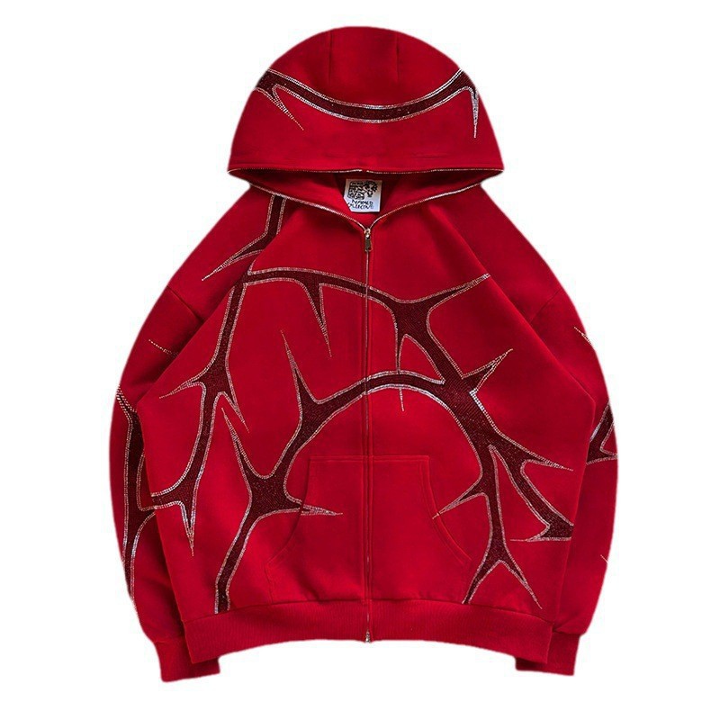 New street hipster 3D digital printing hooded sweater women's street casual sports zipper cardigan
