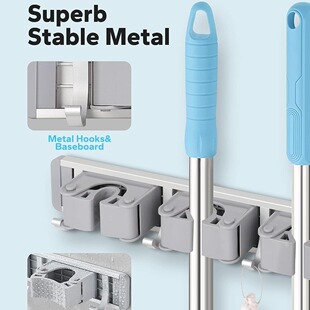 Bathroom Storage Mop Rack Kitchen Wall Hanging Mop Clip Punch-free Space Aluminum Mop Broom Storage Rack