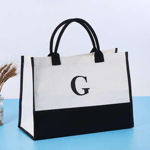 Spot adhesive film waterproof canvas bag stitching fashion shopping large capacity Tote Bag tote bag printed LOGO
