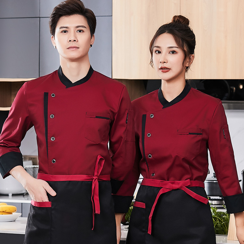 Chef's Work Clothes Men's Kitchen Restaurant Women's Baking Cake Catering Hotel Kitchen's Work Clothes Long Sleeve for Autumn and Winter