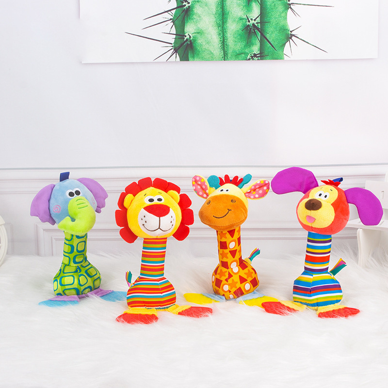 Baby rocking stick toy 0-1 years old bed hanging car pendant plush teether hand rattle doll