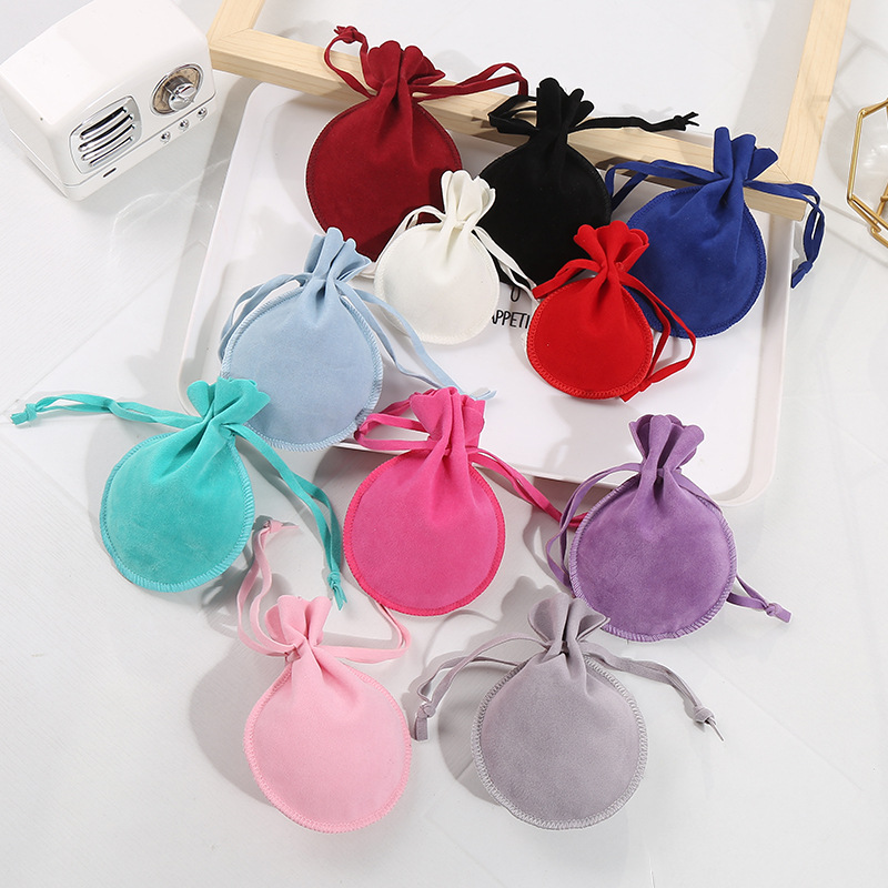 New Double-sided Fleece Gourd Bag Drawstring Jewelry Bag Macaron Color Gift Packaging Jewelry Bag