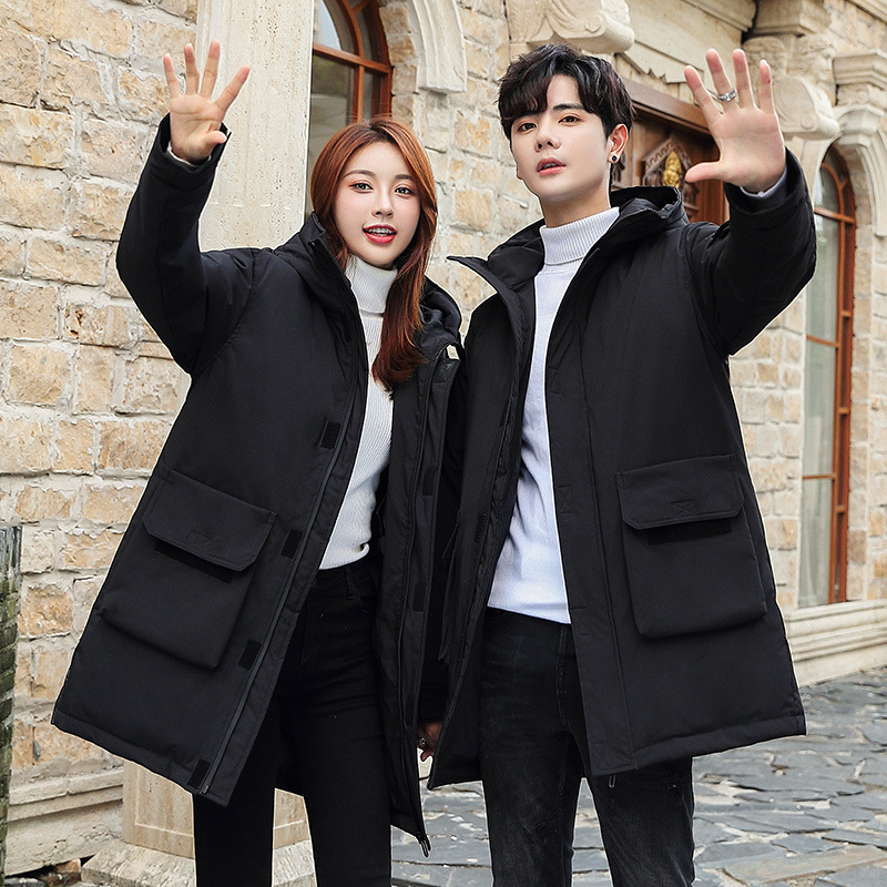 Live broadcast specially for winter thickened men's down jacket long slim casual overalls warm coat for teenagers