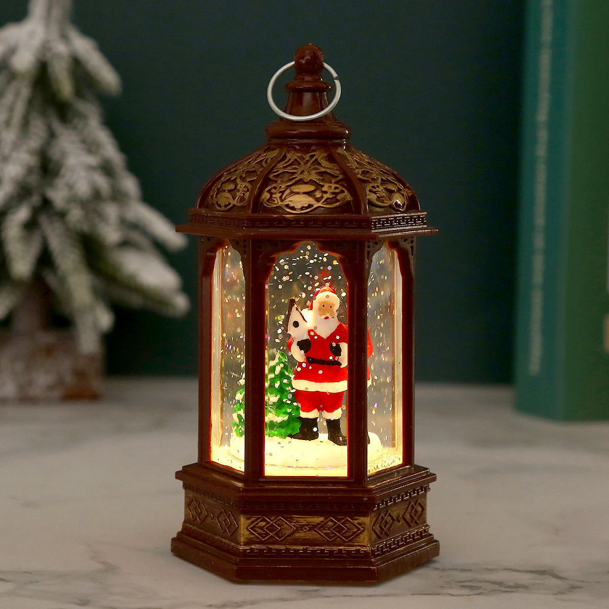 Christmas decorations Christmas gift night light Santa Claus hexagonal wind light for girlfriend water injection Christmas gift