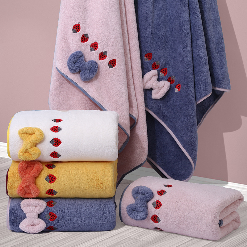 Coral Velvet Bath Towel Wholesale Two-Piece Set Thickened Quick-Drying Water-Absorbent Thickened Household Adult Street Stall Souvenir