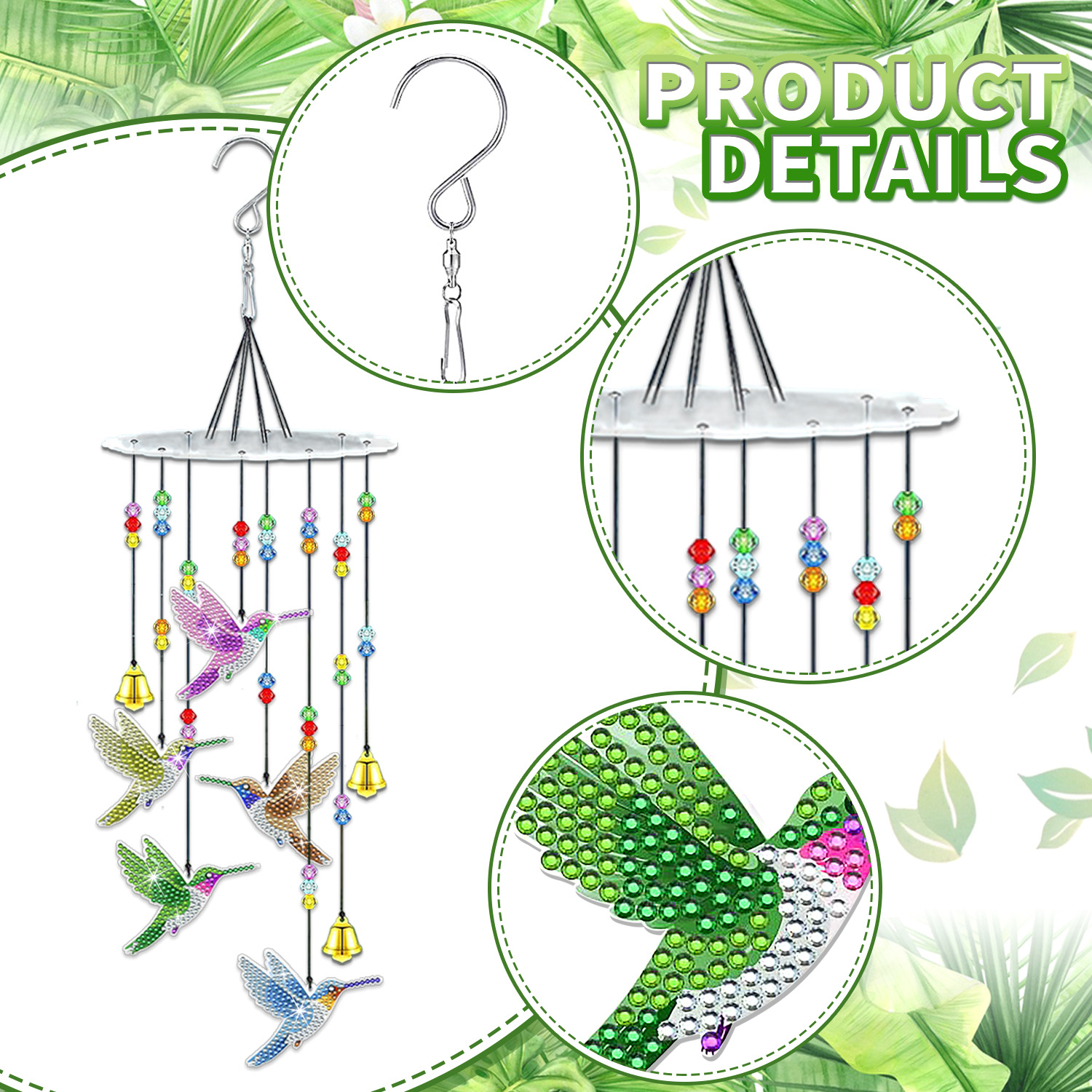diamond painting wind chime creative diy acrylic crafts sun catcher bird bedroom decoration pendant point diamond painting