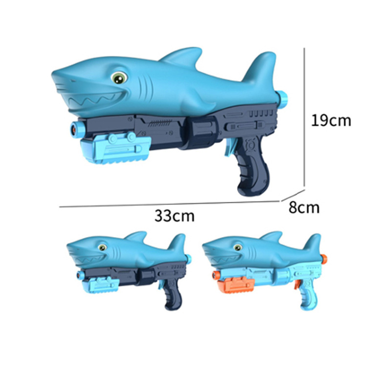跨境夏天玩具儿童卡通水枪夏天户外戏水拉式射程鲨鱼鳄鱼恐龙水枪