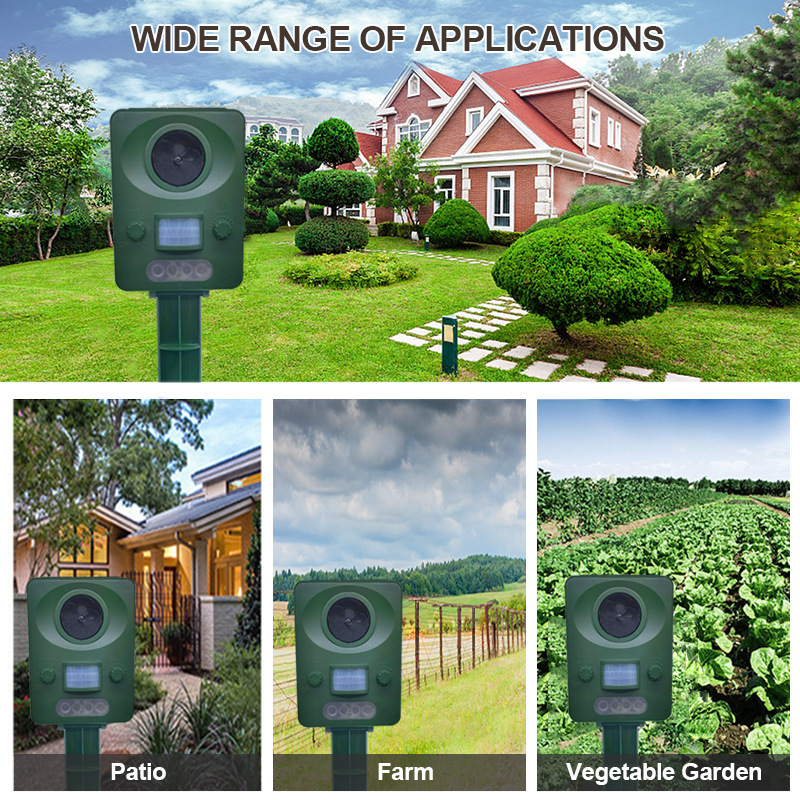 Solar Ultrasonic Bird Repellent Wild Cat Dog Snake Mouse Artifact Underground Garage Infrared Light Flash Animal Repellent