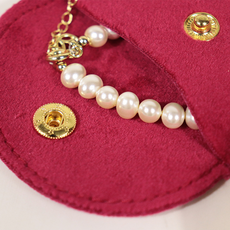 Velvet Pocket Snap Bag Ring Earrings Necklace Storage Bag Double-sided Velvet Jewelry Packaging Bag Jewelry Bag