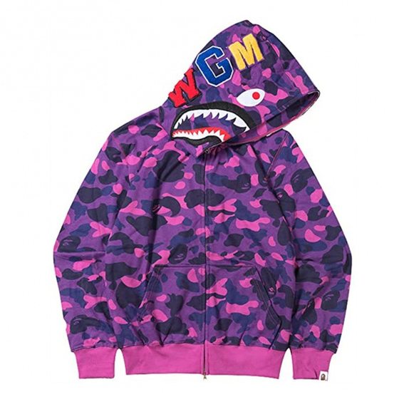 Trendy Brand Same Camouflage Shark Head Jacket 3D Sweater Printed Zipper Hoodie Men's and Women's Sweater Couple Clothes