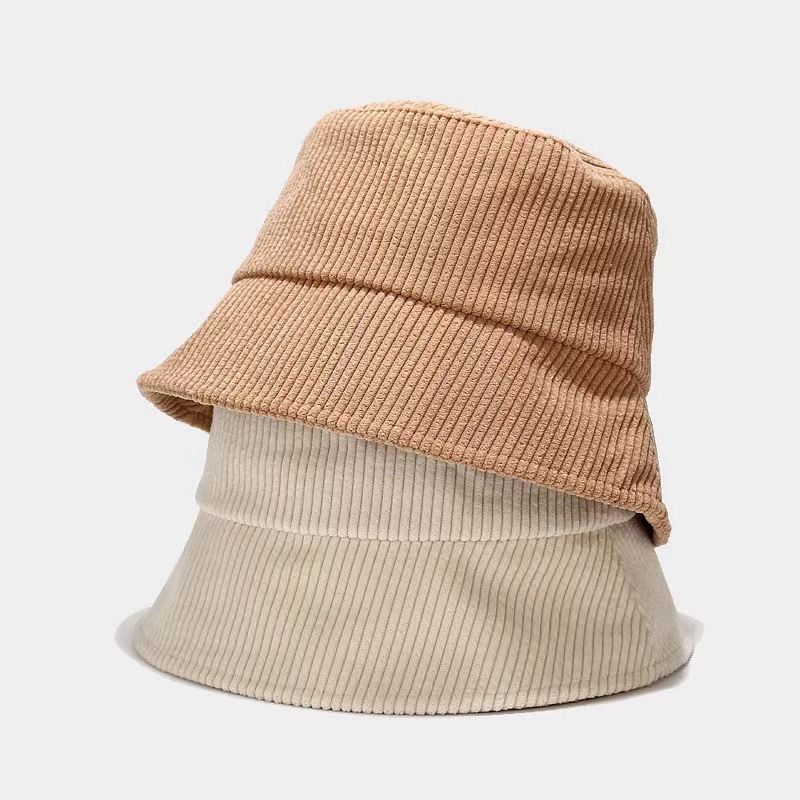 Autumn and Winter Korean style hat women's solid color simple all-match corduroy fisherman hat outdoor sun-proof basin hat tide