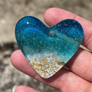 Cross-Border New Glass Beach Pocket Heart Glass Beach Pocket Heart-shaped best gift