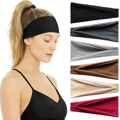 European and American Solid Color Sports Yoga Hair Band Sweat Absorbent Band for Men and Women Running Fitness Headband Elastic Hair Band Cotton Tape