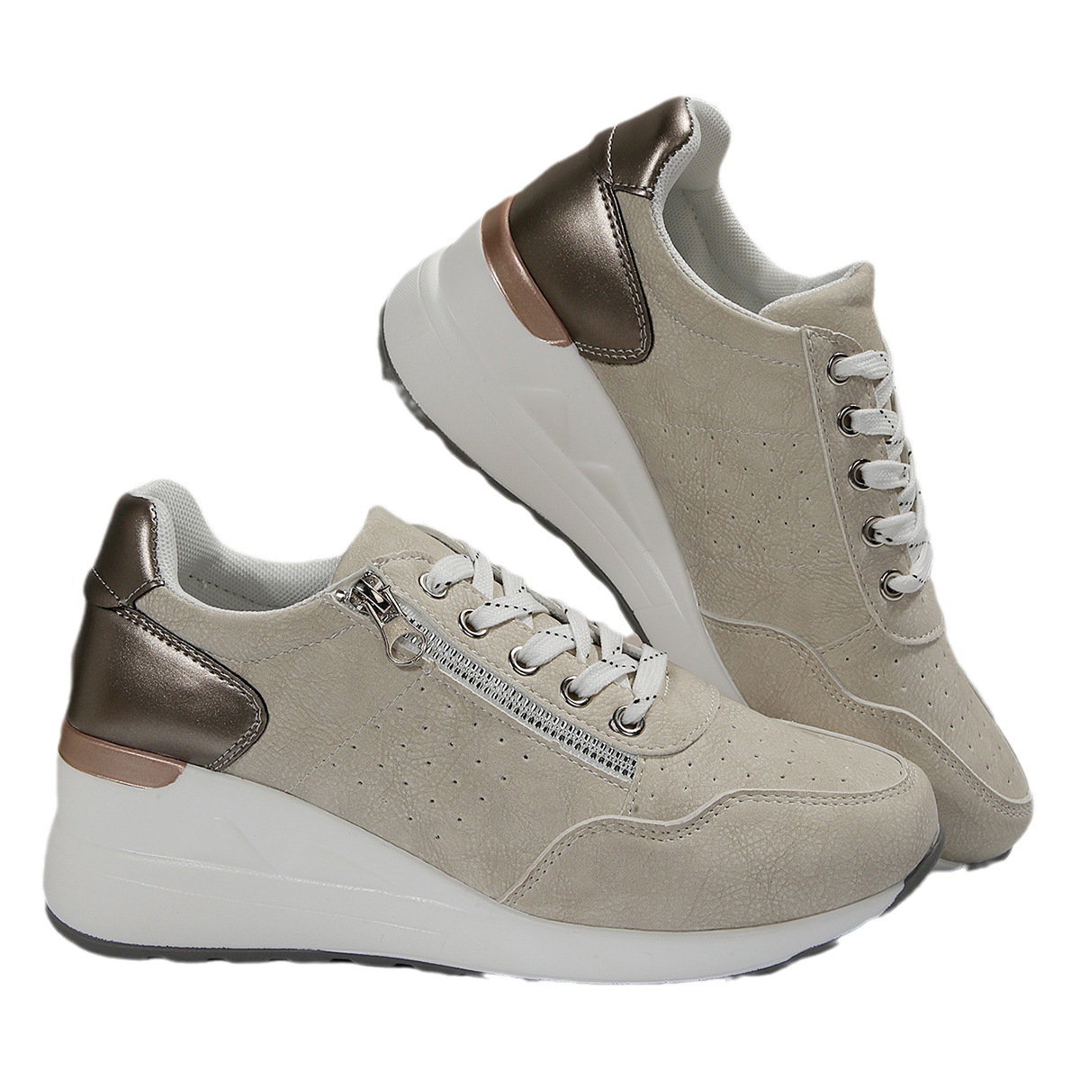 2023 new independent station wholesale casual women's shoes sneaker lace-up burning thick bottom plus size single-layer shoes factory direct supply