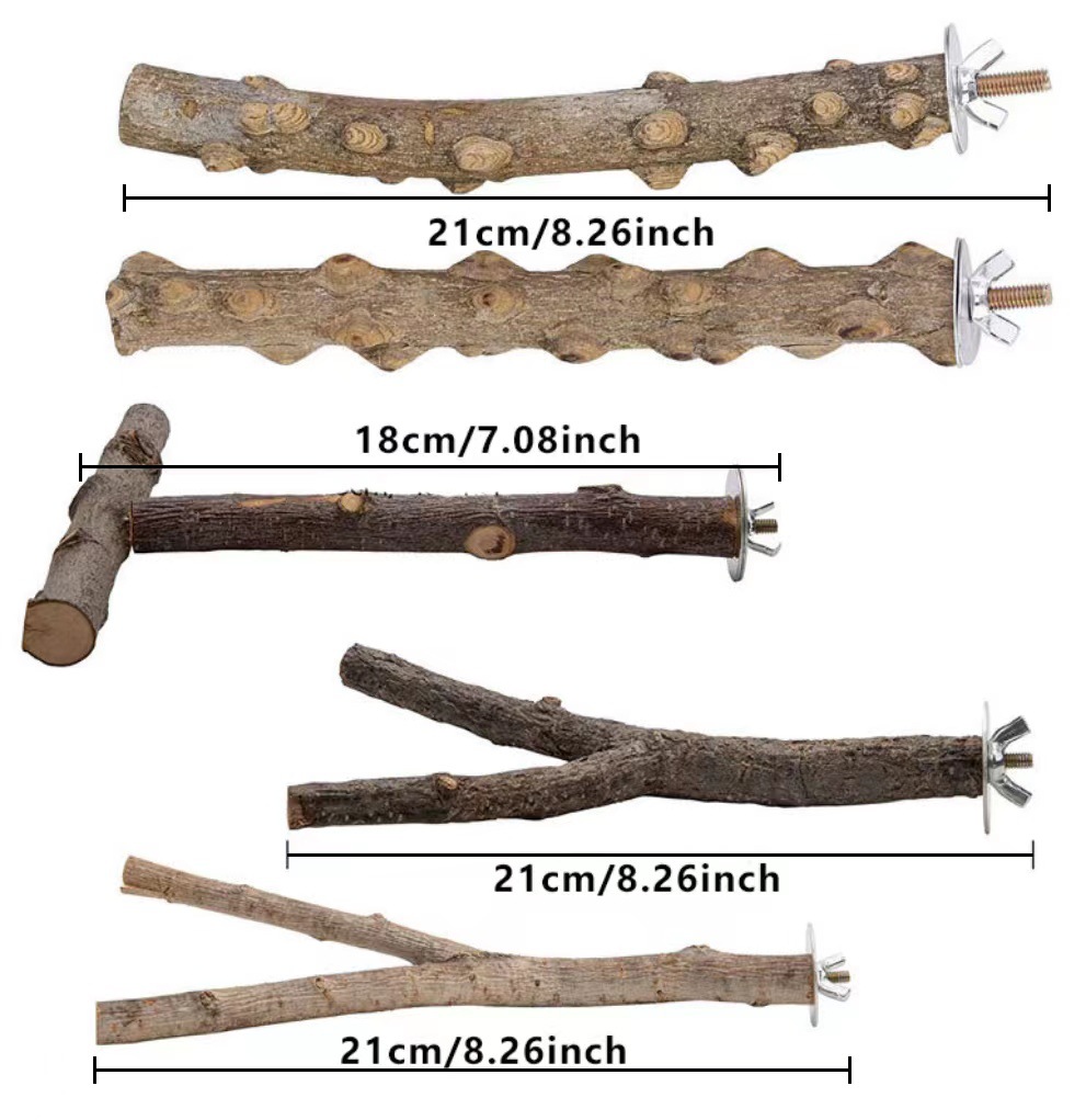 Parrot Toy Bird Supplies Branch Branch Zanthoxylum bungeanum Stand Stick Stand Bar 5 Piece Set Grinding Claw Grinding Mouth Amazon