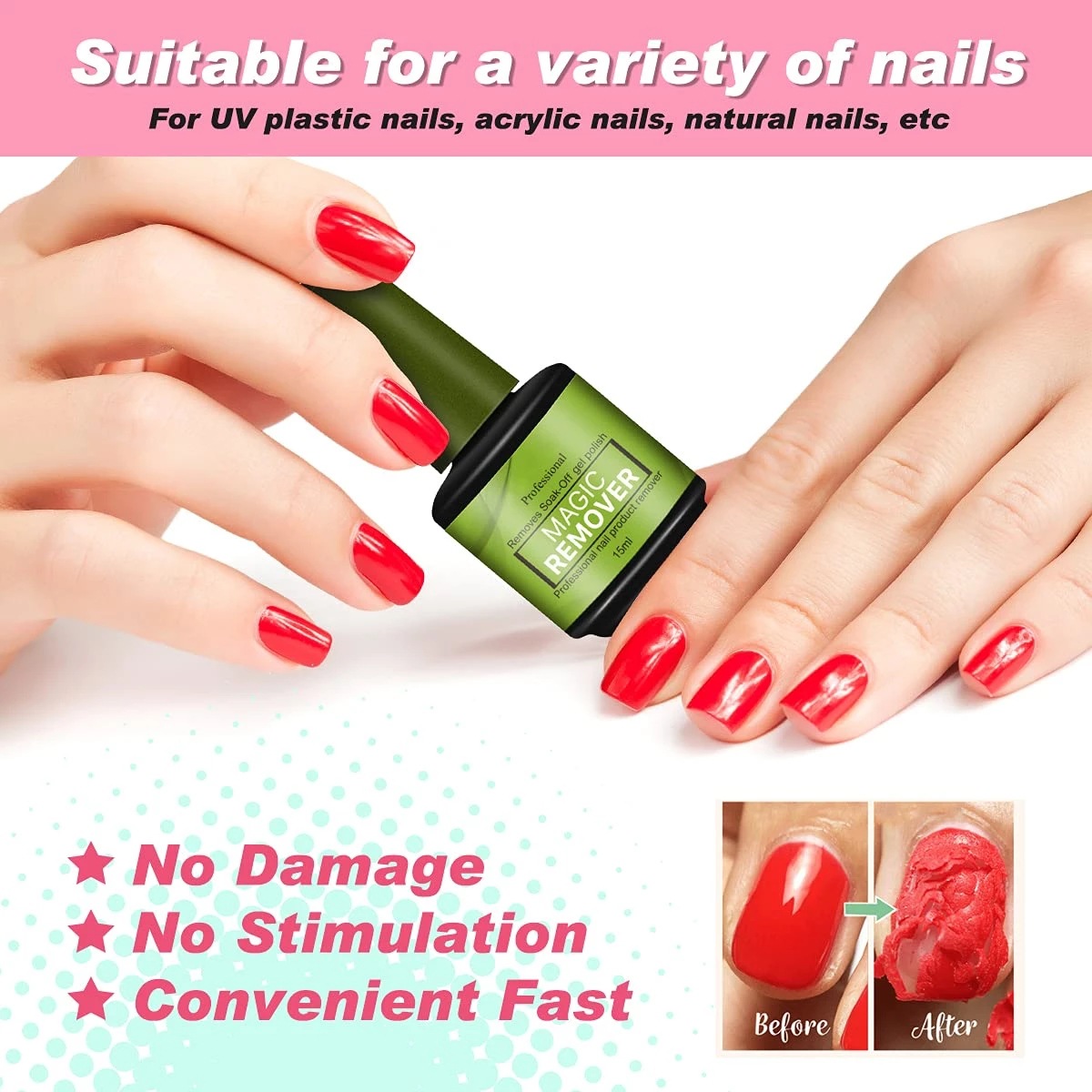 Cross-border explosions new 15ml fast burst nail removal glue two minutes nail removal operation is simple and convenient without hurting nails