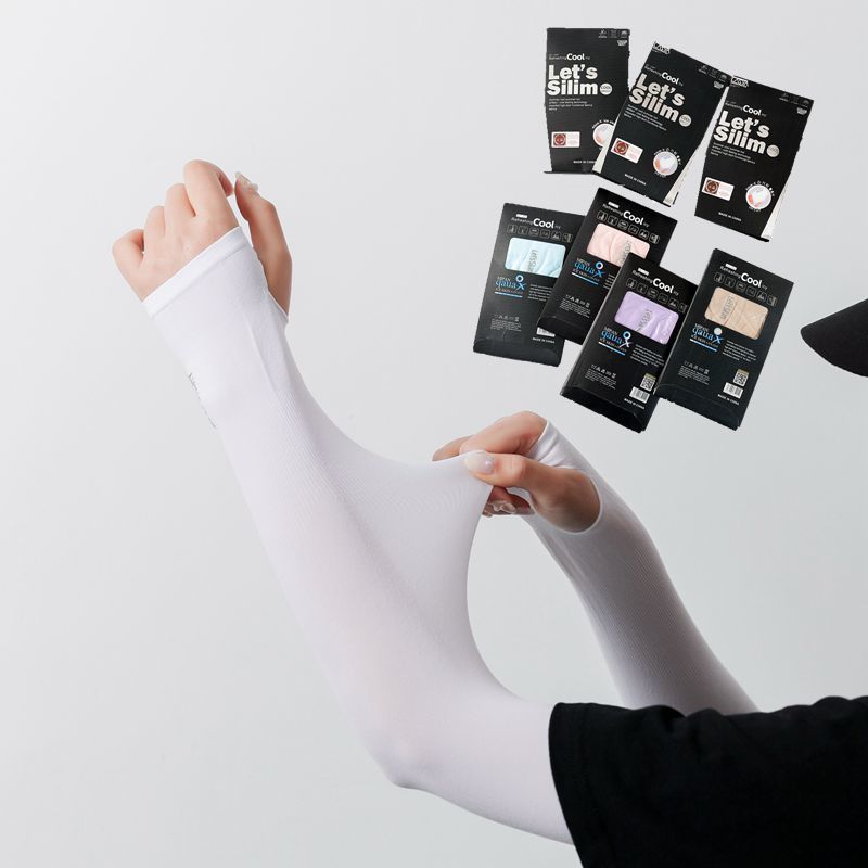 Ice Sleeves Summer Outdoor Solid Color Korean Ice Sleeves Men's and Women's Sunscreen Ice Silk Sleeves Riding Anti-UV Boxed Wholesale