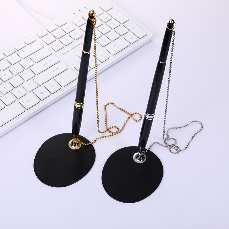 Vertical desk pen Bank Hotel counter fixed sign pen chain anti-loss design metal business advertising pen