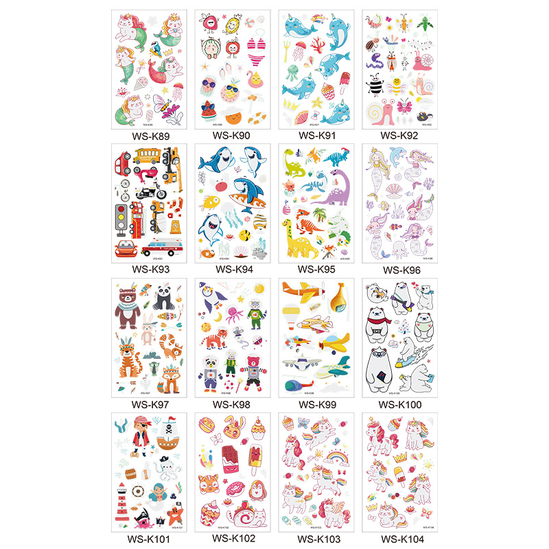 Children's luminous cartoon tattoo unicorn mermaid pirate fluorescent green reward sticker waterproof temporary sticker