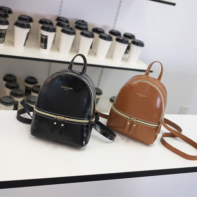 Ladies bag 2019 new oil leather Press word shoulder bag fashion personality single shoulder small backpack factory direct fashion - ShopShipShake