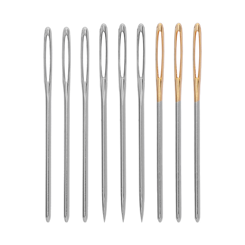 Multi-specification big eye blunt head needle cross stitch silk ribbon embroidery pointed round head needle gold tail big eye thick head needle wholesale