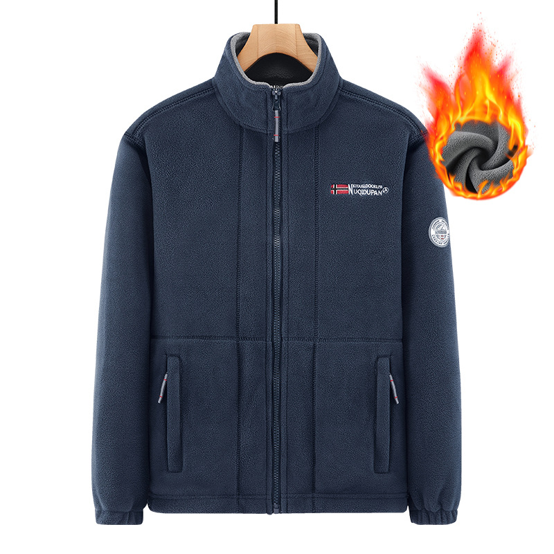 2023 autumn and winter new men's fleece jacket stand collar jacket men's sports outdoor polar fleece warm fleece-lined top