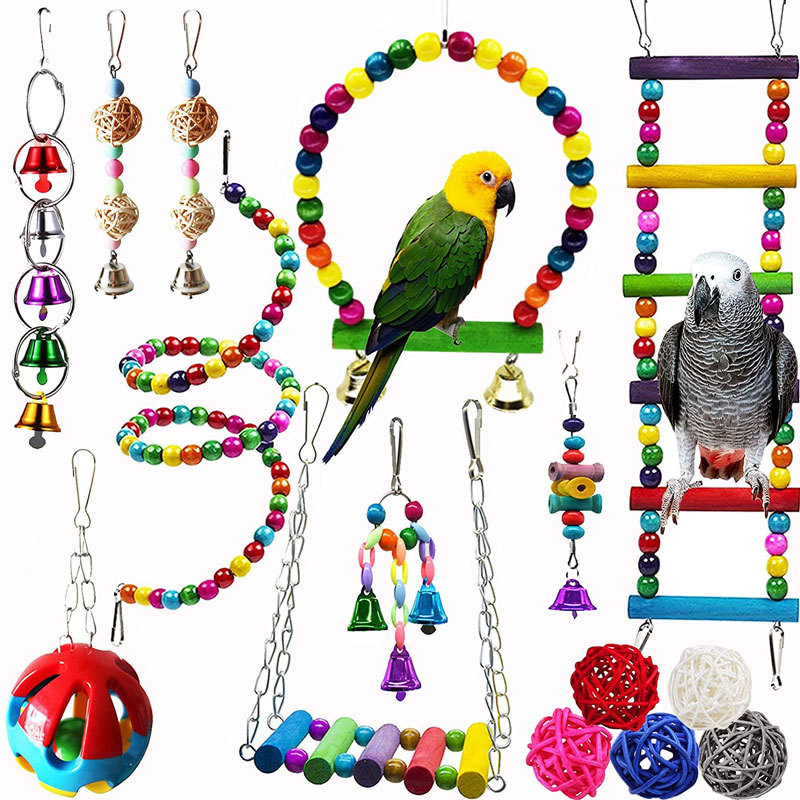 Bird toy set ladder rattan ball rings Amazon explosions parrot combination bite Toy Factory Direct Stock