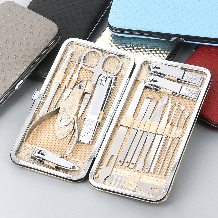 Nail art set Tuhao gold 19-piece set diamond pattern beauty manicure tool home nail clippers nail clippers set