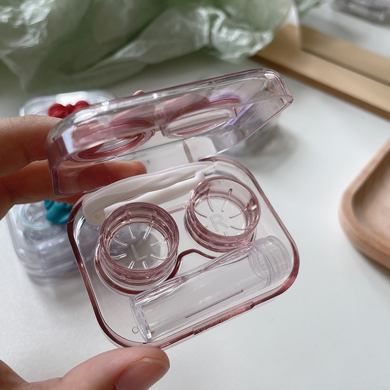 Contact lens box portable ins bowknot transparent pupil box female cute Japanese portable small companion box