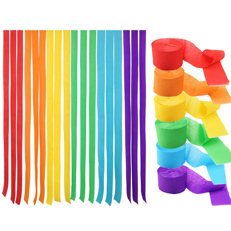 Crepe paper wholesale color crepe paper roll ribbon birthday party background wall layout ribbon roll decoration 3 rolls